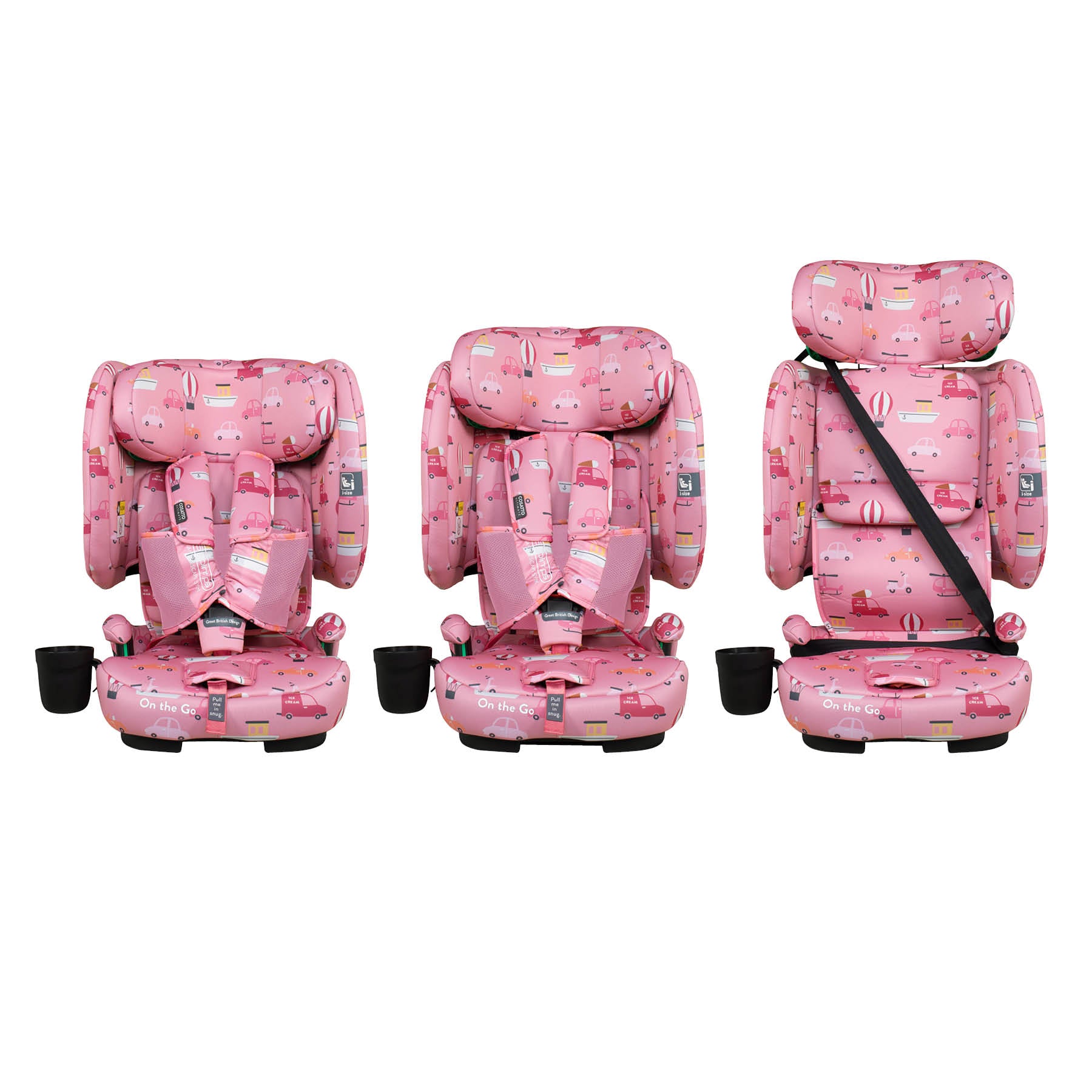 On The Go i-Size Travel Car Seat Itchy Feet Rosy